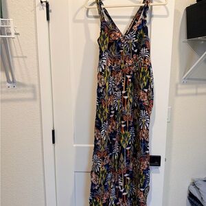 Anthropologie Navy Floral Jumpsuit